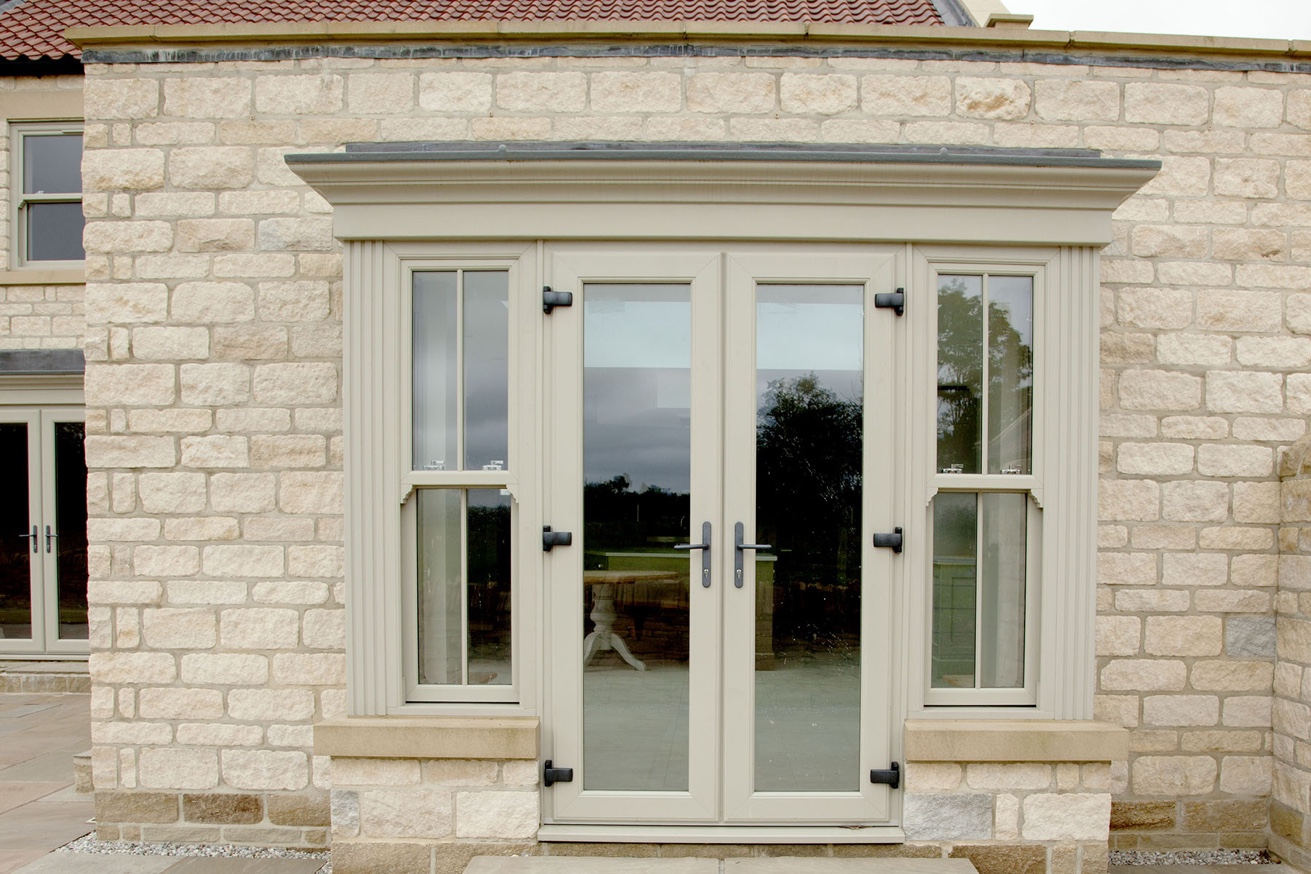 Residence 7 French doors in sage grey fitted to stone period property